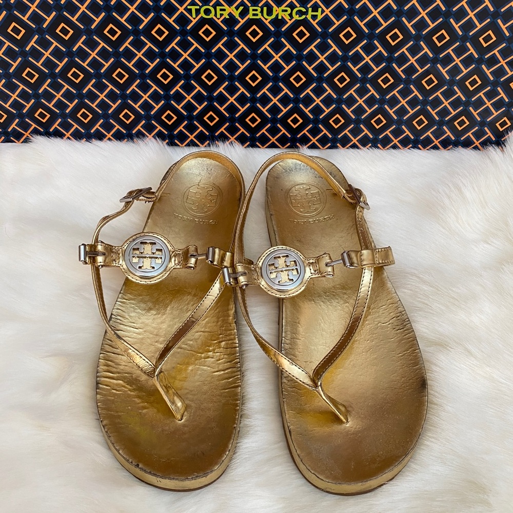Tory Burch metallic gold sandals